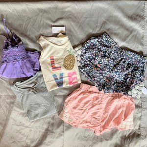 GIRLS - 5pc lot sz L (6/7/8) NWT TOUGHSKINS tank top short sleeve shirts, shorts